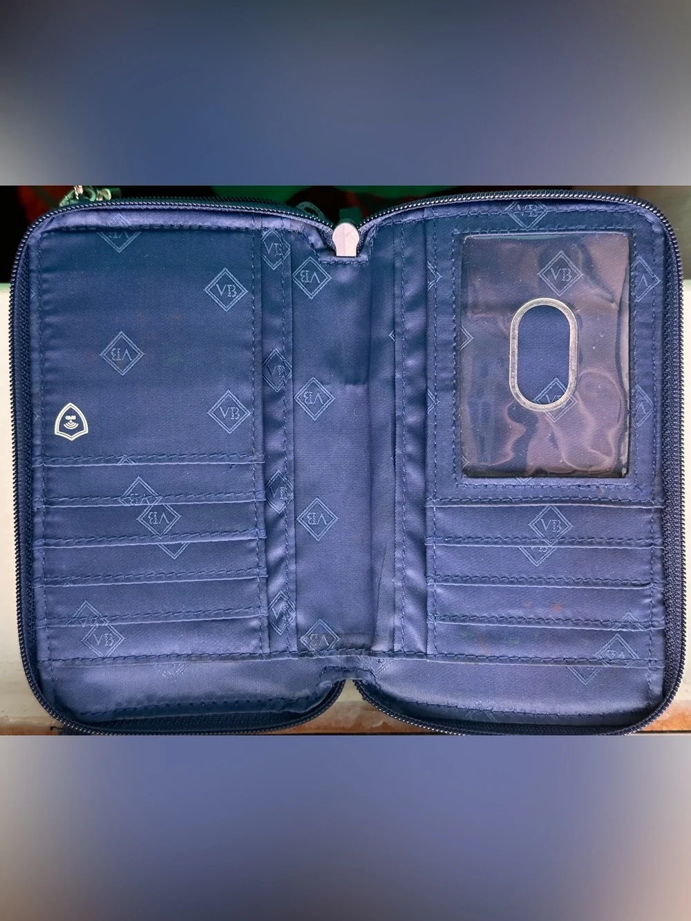 Vera Bradley Quilted Navy and White Floral Wallet - Picture 2 of 5